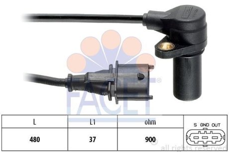 Датчик обертів коленвала Fiat Punto, Bravia,Bravo/Lancia Kappa 1.9D/2.4D (96-) (9.0169) FACET 90169