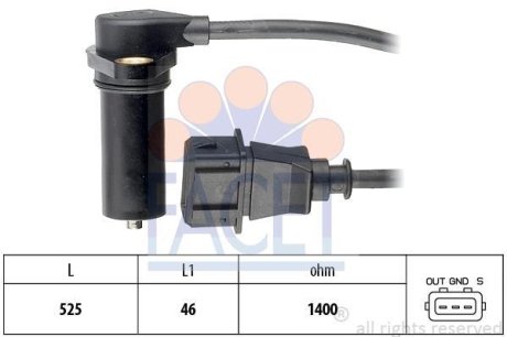 Датчик обертів коленвала Audi A3/Skoda Octavia/VW Bora/Golf/Polo 1.9 TDI (96-) (9.0219) FACET 90219