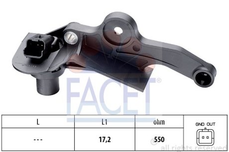 Датчик оборотов коленвала Citroen Berlingo, C3,C4, NEMO/Peugeot 206 1.0-1.6ALK 90- (9.0298) FACET 90298