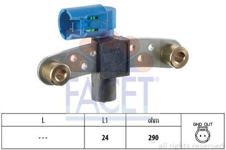 Датчик обертів коленвала Renault KANGOO, MEGANE I,CLIO II 1.2/1.4/1.6 96- (9.0597) FACET 90597