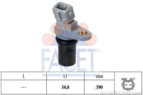 Датчик обертів коленвала Smart 451/452 0.7-1.0 i/Turbo/CDi (03-) (9.0641) FACET 90641