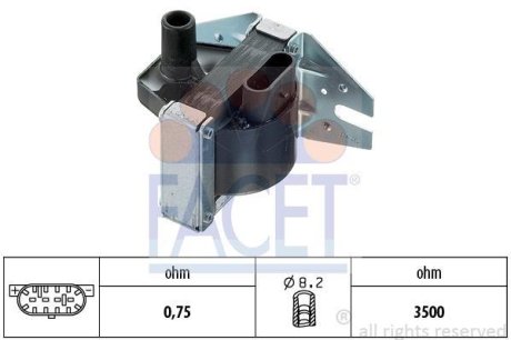 Катушка зажигания Fiat/Alfa/Lancia FACET 96008