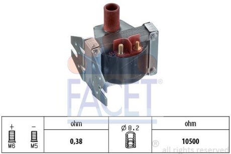 Котушка запалення Mercedes Benz W124/126/140/201 M102/103/116/117/119 79-> (9.6078) FACET 96078