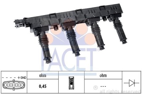 Котушка запалювання ASTRA/CORSA 1.2/1.4 00- (9.6300) FACET 96300