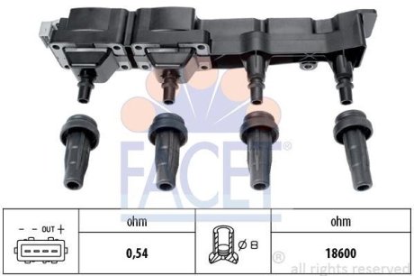 Катушка зажигания Citroen Berlingo/ Peugeot 206/307/Partner 1.6 00- (9.6307) FACET 96307