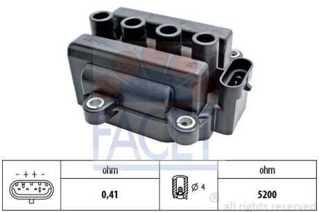 Катушка зажигания Renault Logan (05-), Clio (01-) 1.0i, 1.2 16V (9.6418) FACET 96418