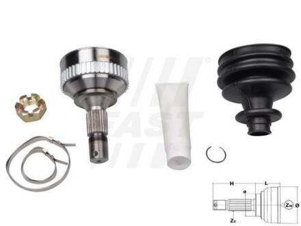 Шрус колісний ABS48 25/34 шліца Peugeot Partner FAST FT25088K