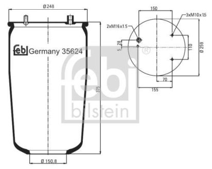 Пневморесора підвіски FEBI BILSTEIN 35624