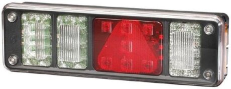 Ліхтар задній Лів (LED/P21W, 24В, з індикатором, світло протитуманних фар, світло заднього ходу, із стоп-сигналом, паркувальні вогні, аварійний трикутник, бокові зазори) HELLA 2VP340961011