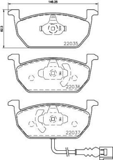 Колодки тормозные дисковые комплект; передняя. HELLA 8DB355021951