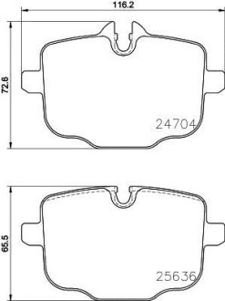 Тормозные колодки дисковые комплект; задн. HELLA 8DB355024921