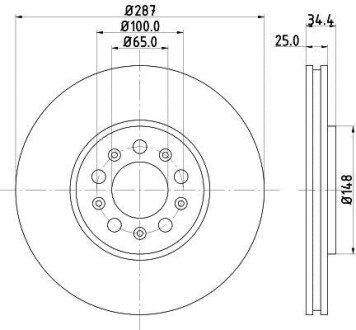 Диск тормозной з покриттям PRO; передн. HELLA 8DD355107611