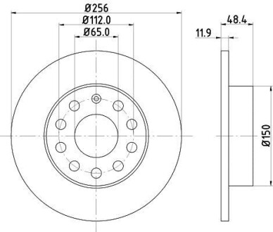 Тормозной диск зад. Caddy III (260x12) HELLA 8DD355109-641