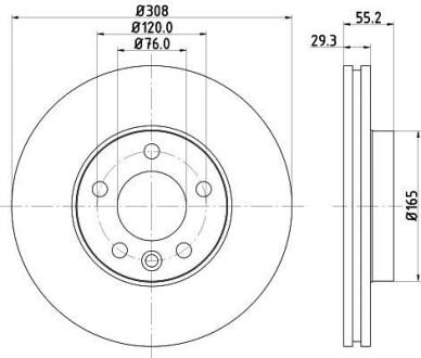 Диск гальмівний з покриттям PRO; передн. HELLA 8DD355109661