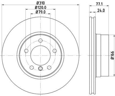 Гальмівний диск перед. E60/E61 03-10 Pro HELLA 8DD355109-901