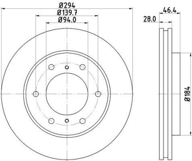 Диск гальмівний з покриттям PRO; передн. HELLA 8DD355115731