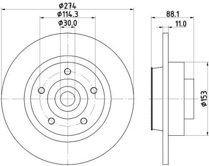 Диск тормозной с подшипником с покрытием PRO; задн. HELLA 8DD355117351