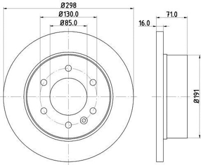 Тормозной диск зад. Sprinter/Crafter 06- (3.0-3.5t) 298mm HELLA 8DD355117-641