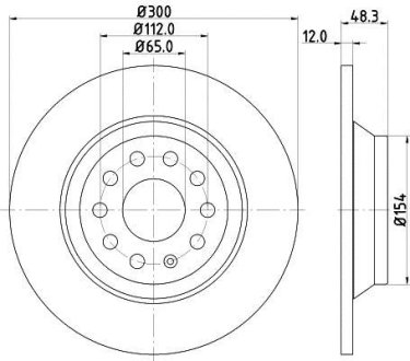 Диск тормозной с покрытием PRO; задн. HELLA 8DD355119481