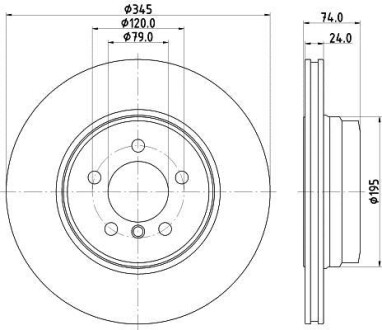 Гальмівний диск зад. E65/E66/E67 03-08 (PRO) HELLA 8DD355122-251