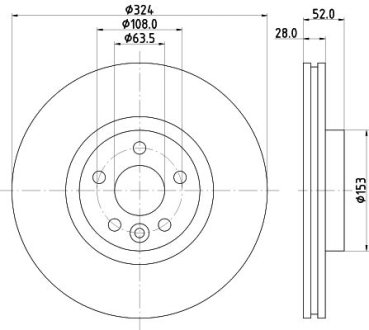 Диск тормозной PRO High Carbon; передняя. HELLA 8DD355126661