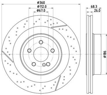 Диск тормозной PRO High Carbon перфорированный; задн. HELLA 8DD355126871