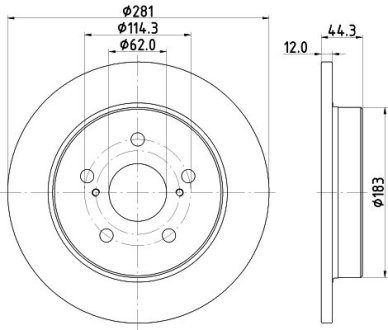 Диск тормозной с покрытием PRO; задн. / Lexus NX 200 2014> HELLA 8DD355132401