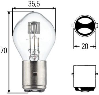 Лампа накаливания S2 12V 35/35W BA20d HELLA 8GD002084131