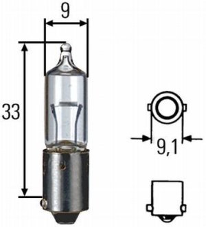 Лампа накаливания, H10W 12V 10W BA9s HELLA 8GH002473191