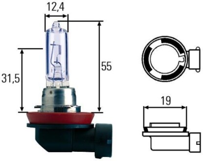 Лампа накаливания, H9 12V 65W PGJ 19-5 White Light 4200 KELVIN HELLA 8GH008357181