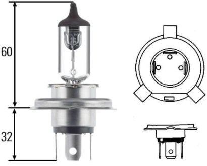 Лампа накаливания, H4 24V 75/70W P 43t HELLA 8GJ002525251