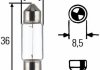 Лампа накаливания, C5W 12V 5W SV8,5 Long Life HELLA 8GM002092171 (фото 1)