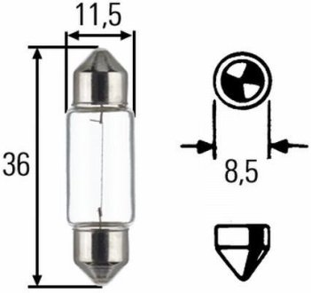 Лампа накаливания, C5W 12V 5W SV8,5 Long Life HELLA 8GM002092171