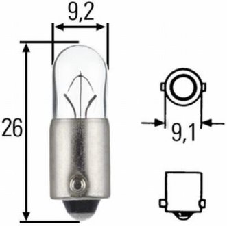 Лампа накаливания, T4W 24V 4W BA 9s HELLA 8GP002067241