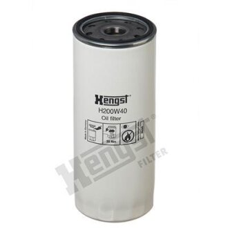 Масляний фільтр (фільтр, що вгвинчується) RVI C, D, K, KERAX, MAGNUM, PREMIUM 2, T VOLVO 7700, 8500, 8700, 9700, 9900, A, B11, B12, B9, F12, FE II, FH, FH II, FH12, FH16 D10A320-TD123ES 09.85- HENGST FILTER H200W40