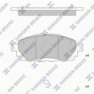 Колодки тормозные дисковые (комплект 4 шт) Hi-Q (SANGSIN) SP4264