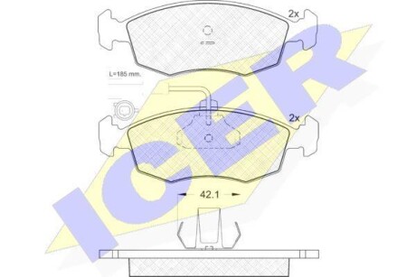 Комплект гальмівних колодок (дискових) ICER 181518