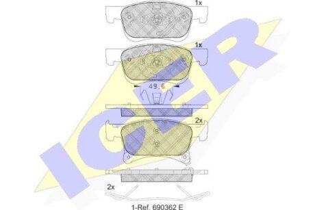 Колодки гальмівні (передні) Opel Corsa E 14-/Chevrolet Orlando 18- ICER 182221