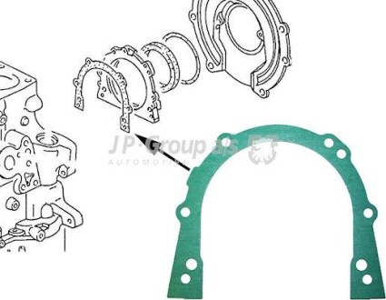 Прокладка кришки колінвала (задньої) LT2.4/2.5/T4 JP GROUP 1119100100