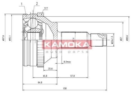 К-т шарнирный приводного вала KAMOKA 7088