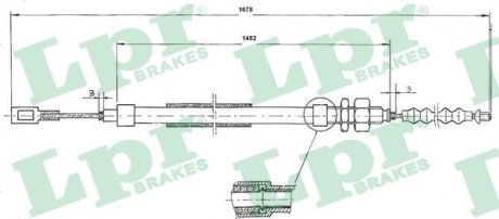 Трос ручного тормоза LPR C0095B