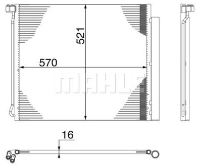 Радиатор кондиционера BMW X5 (E70/F15,F85) 09-18/X6 (E71,E72/F16,F86) 09-19 MAHLE / KNECHT AC 269 000S