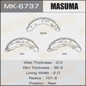 Колодки гальмівні стояночного гальма (MK-6737) MASUMA MK6737