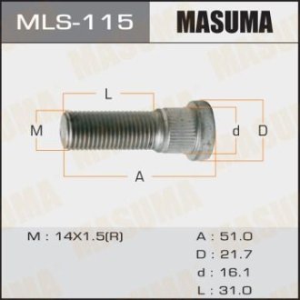 Шпилька колеса OEM 90942-02077 ToyotaTOYOTA LAND_CRUISER 200 (MLS-115) MASUMA MLS115