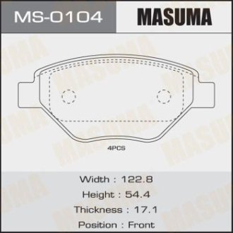 Колодки гальмівні AN-4592K, P68031 передня RENAULT MEGANE II (MS-0104) MASUMA MS0104