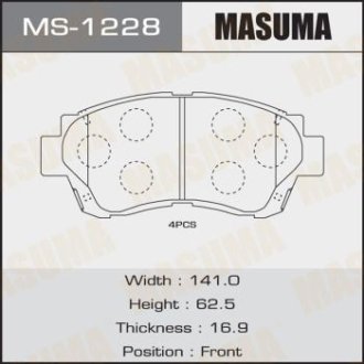 Колодки гальмівні AN-322K, NP1006, P83027 передн LEXUS SC (MS-1228) MASUMA MS1228