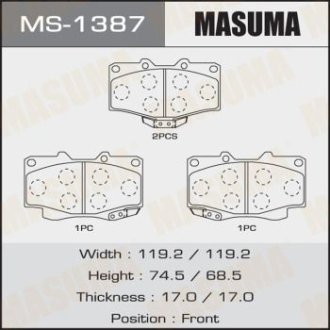 Колодки гальмівні AN-458WK, NP1098, P83009 передн TOYOTA FORTUNER (MS-1387) MASUMA MS1387