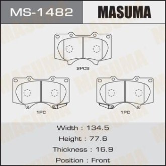 Колодки гальмівні передні Mitsubishi Pajero (06-)/ Toyota Hilux (11-), Land Cruiser Prado (02-09) (MS-1482) MASUMA MS1482