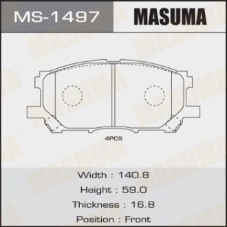 Колодки гальмівні передні Lexus RX 300, 330, 350 (04-08) (MS-1497) MASUMA MS1497