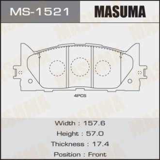 Колодки гальмівні передні Toyota Camry (06-) (MS-1521) MASUMA MS1521